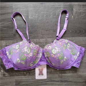 NWT Savage X Fenty purple lace unlined balconette bra SZ 38C
